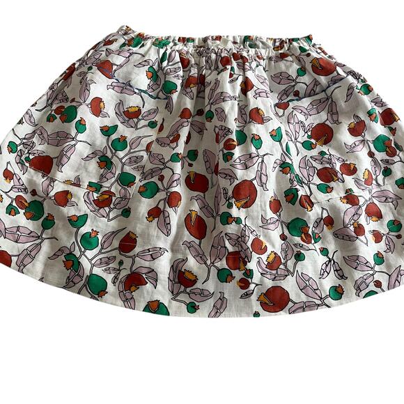 Oeuf Girls Skirt White Multicolor Woven 100% Linen Floral Print Summer size 8 - Picture 1 of 8